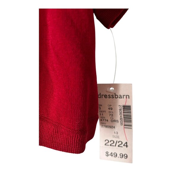 Dressbarn Collection Women’s 22/24 Red Cropped Cardigan with Black Floral Appliq - Picture 6 of 8